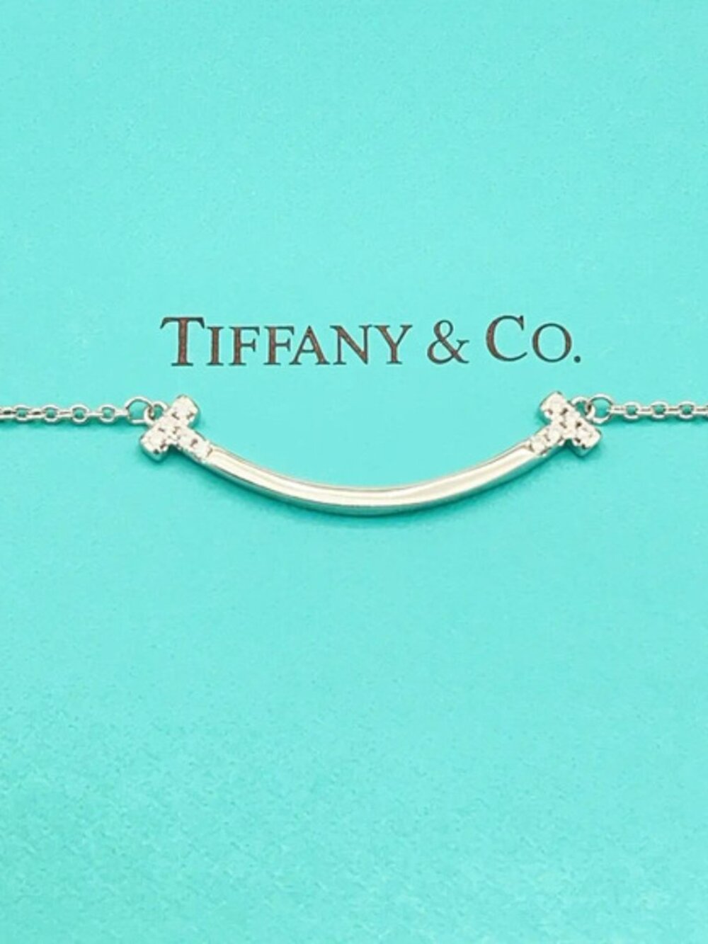 Tiffany & Co. Silver Diamond-Embellished Smile Necklace